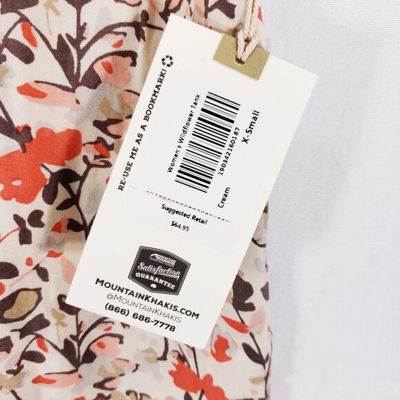 Mountain Khakis Shirt Womens Extra Small Cream Floral Ruffle Neck Keyhole Top - Picture 9 of 9